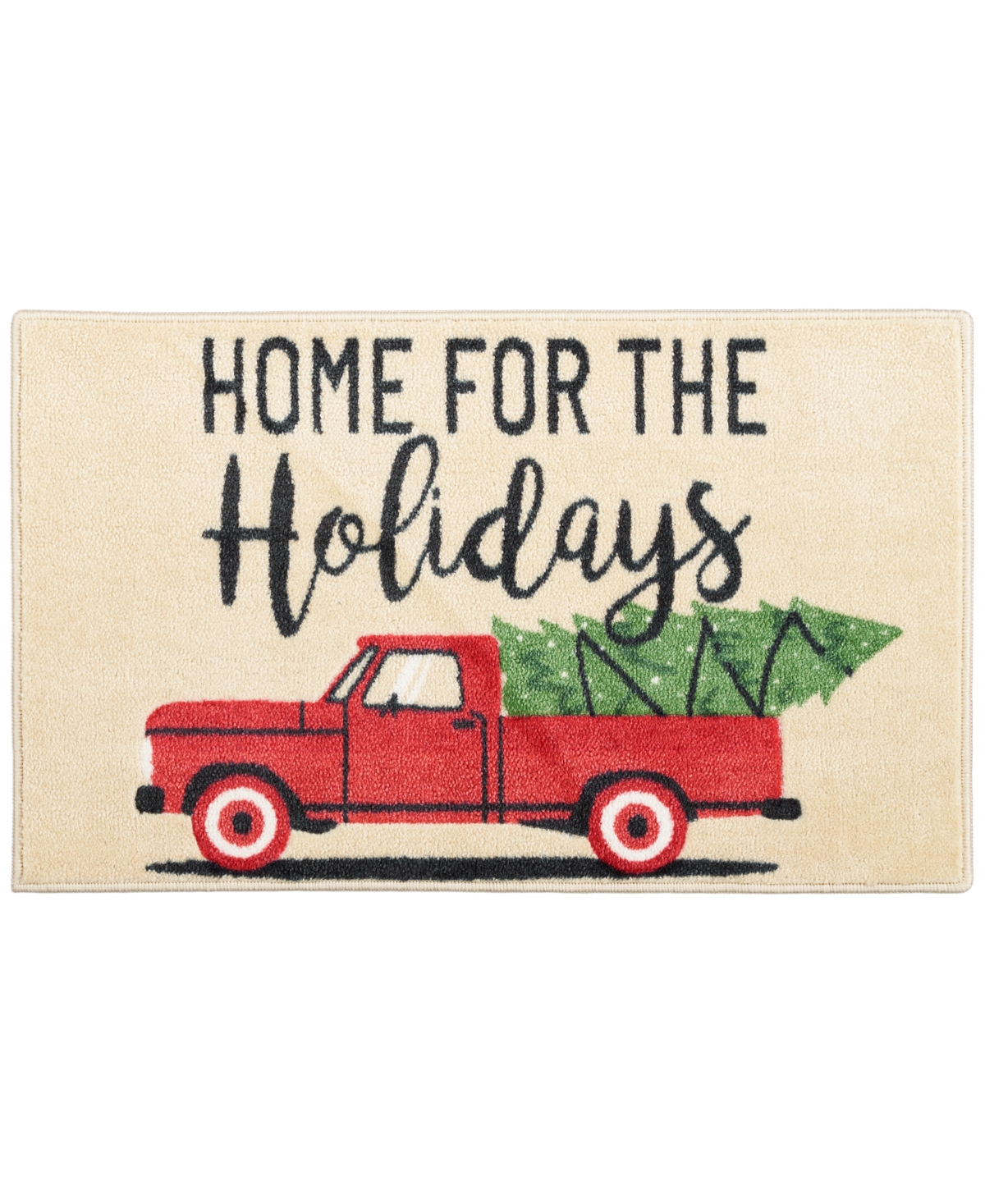 Nourison Home For The Holidays Truck With Tree Accent Rug, 18" X 30" In Beige