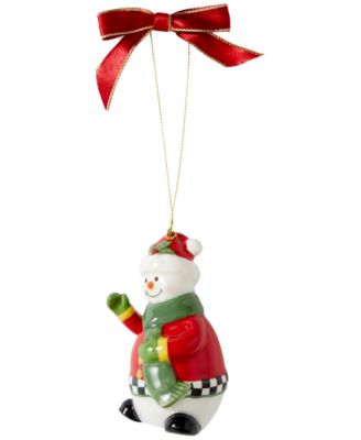 Christmas Tree Black and White SnowWoman Ornament