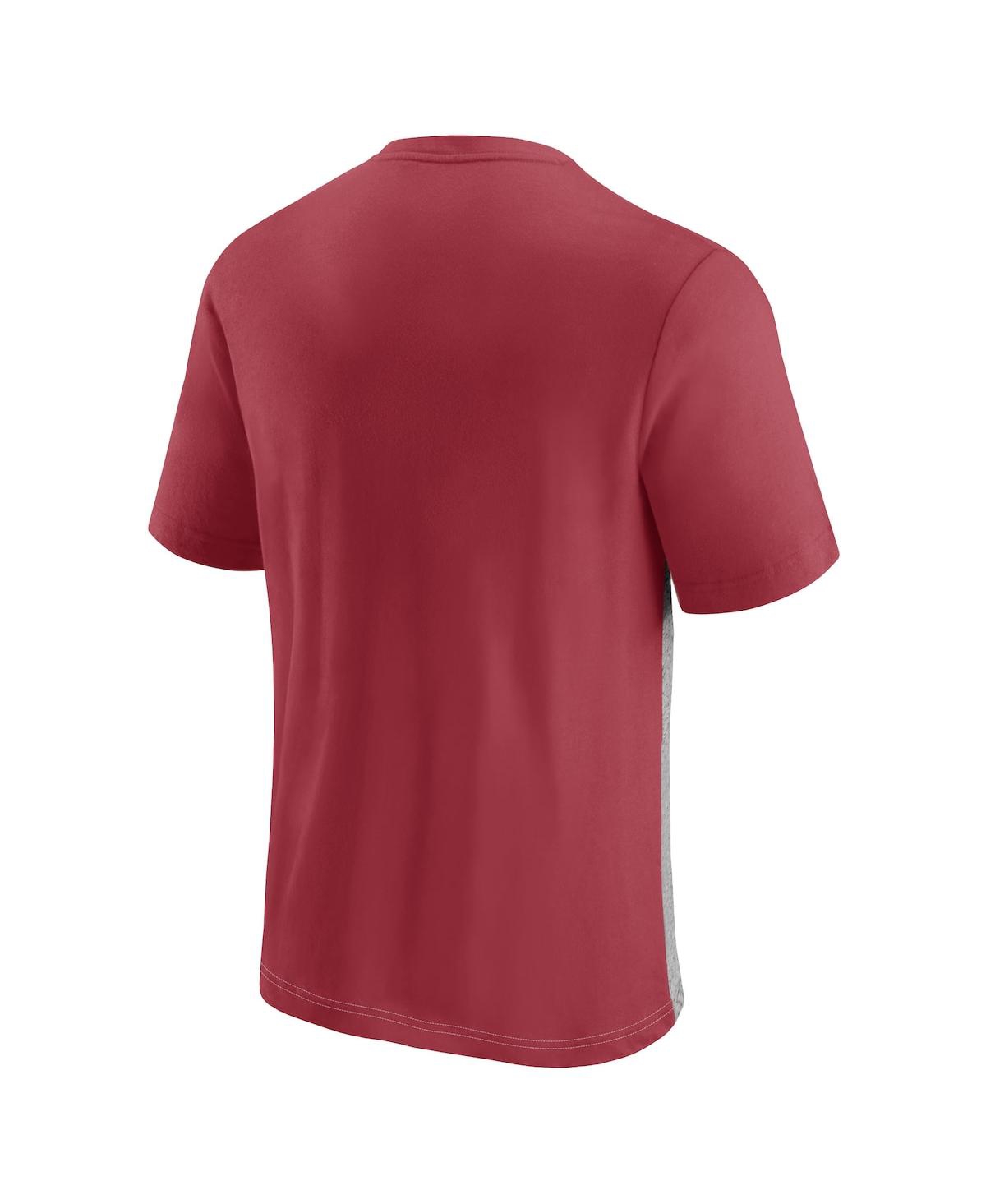 Fanatics Branded Cardinal/heathered Gray Arizona Cardinals Colorblock T-shirt In Cardinal,heathered Gray
