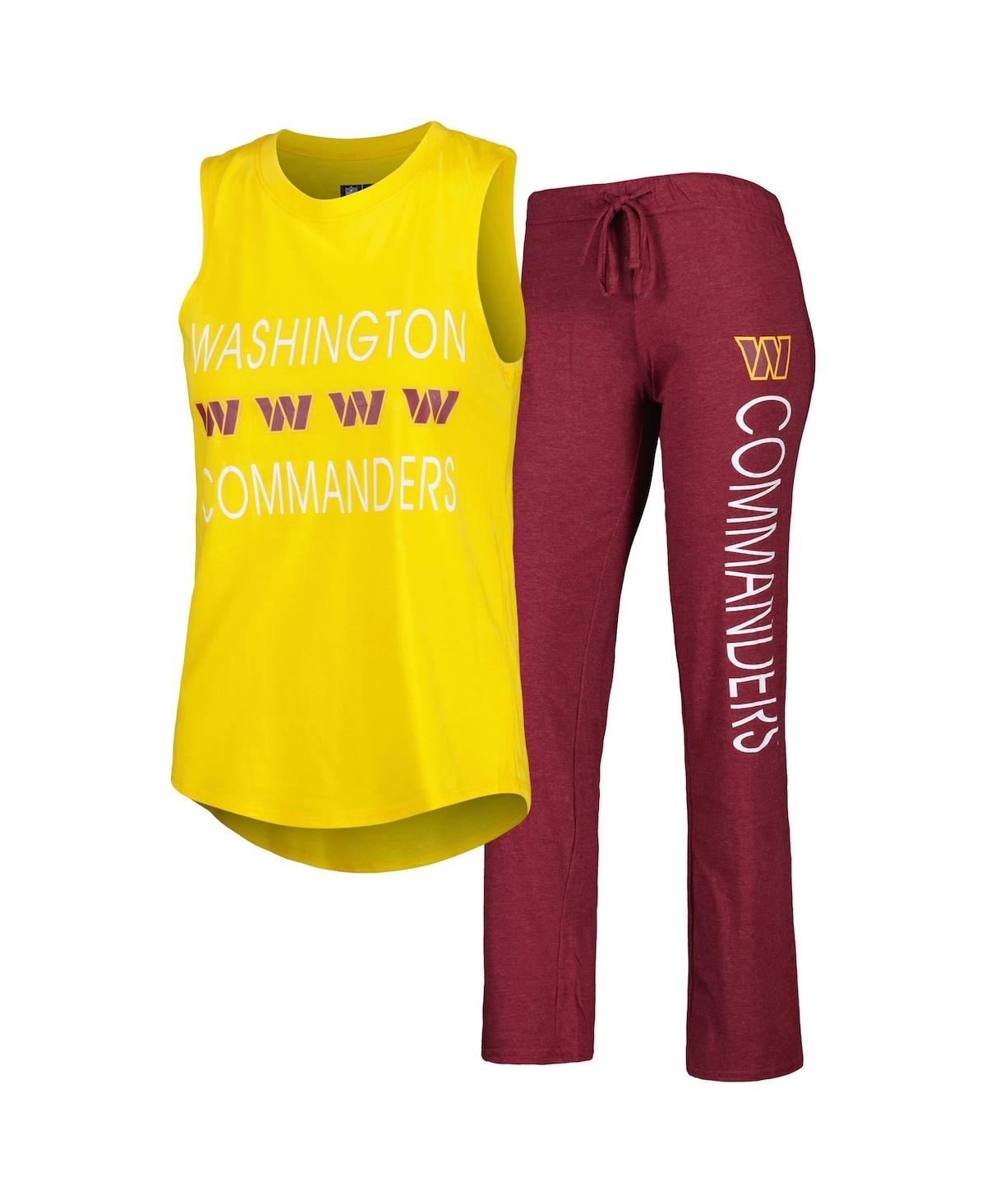 Concepts Sport Women's  Burgundy, Gold Washington Commanders Muscle Tank Top And Pants Sleep Set In Burgundy,gold