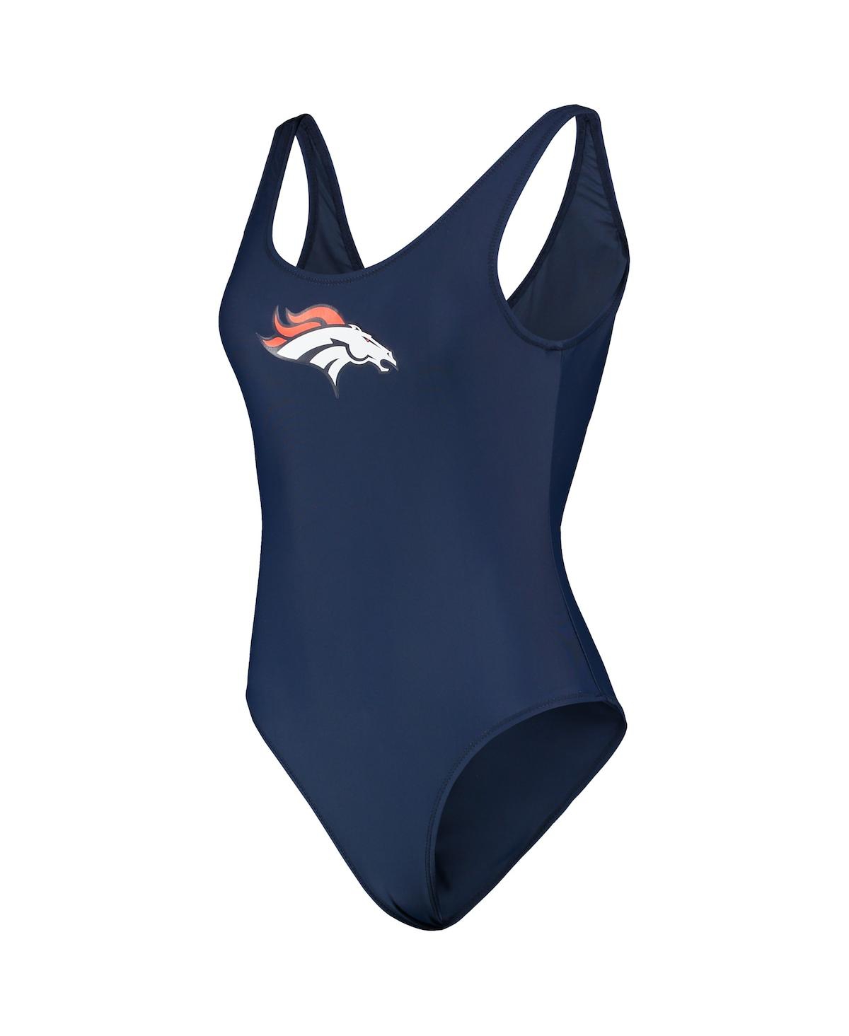 G-III 4HER BY CARL BANKS WOMEN'S G-III 4HER BY CARL BANKS NAVY DENVER BRONCOS MAKING WAVES ONE-PIECE SWIMSUIT 