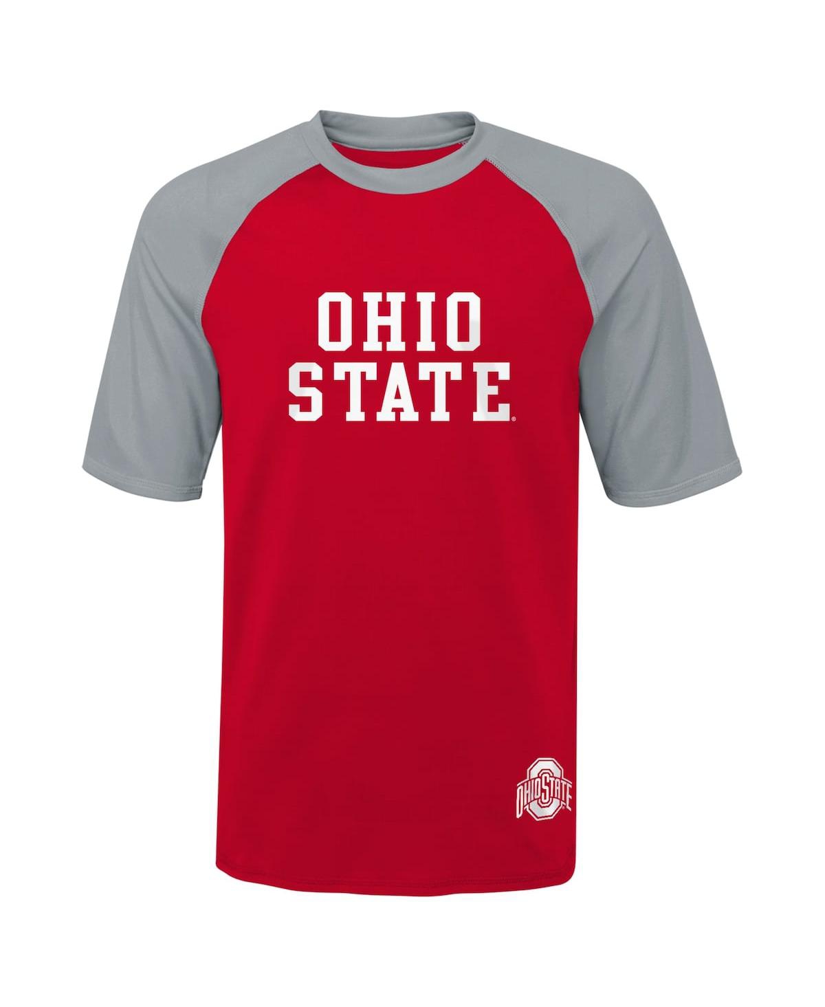 Big BoysOhio State Buckeyes Mecca Dunes Rash Guard Raglan T-shirt - Scarlet