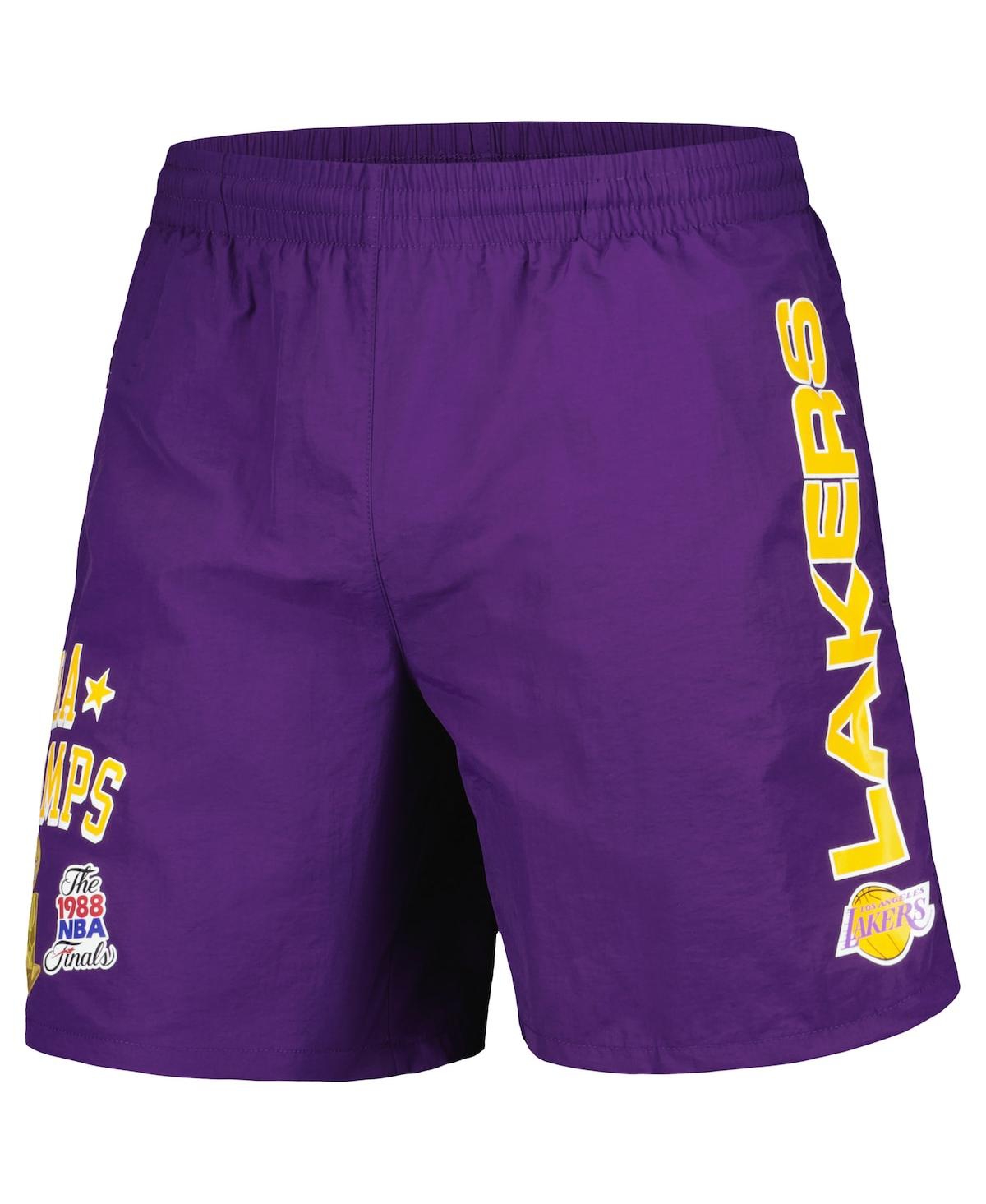 Shop Mitchell & Ness Men's  Purple Los Angeles Lakers 1988 Finals Champions Heritage Shorts