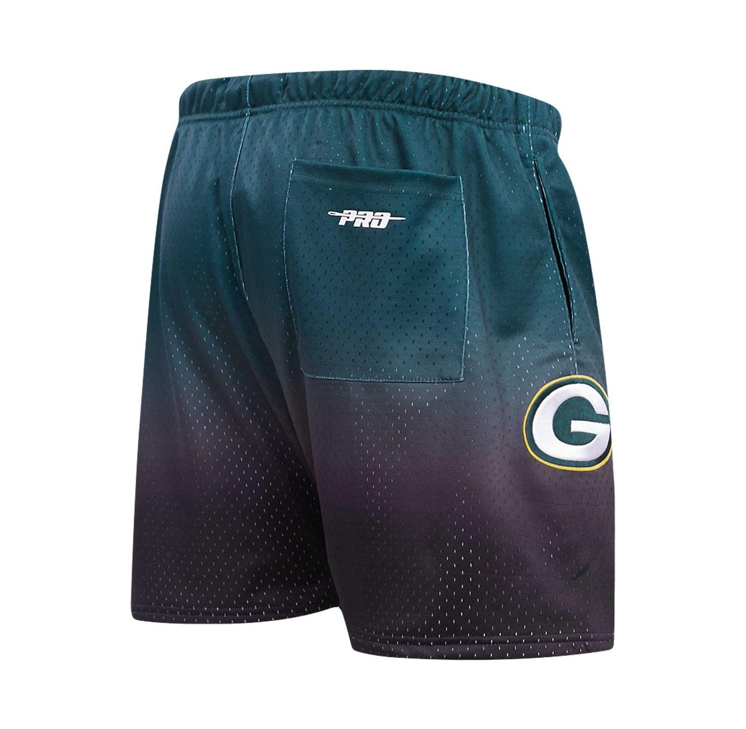 Men's Black, Green Green Bay Packers Ombre Mesh Shorts