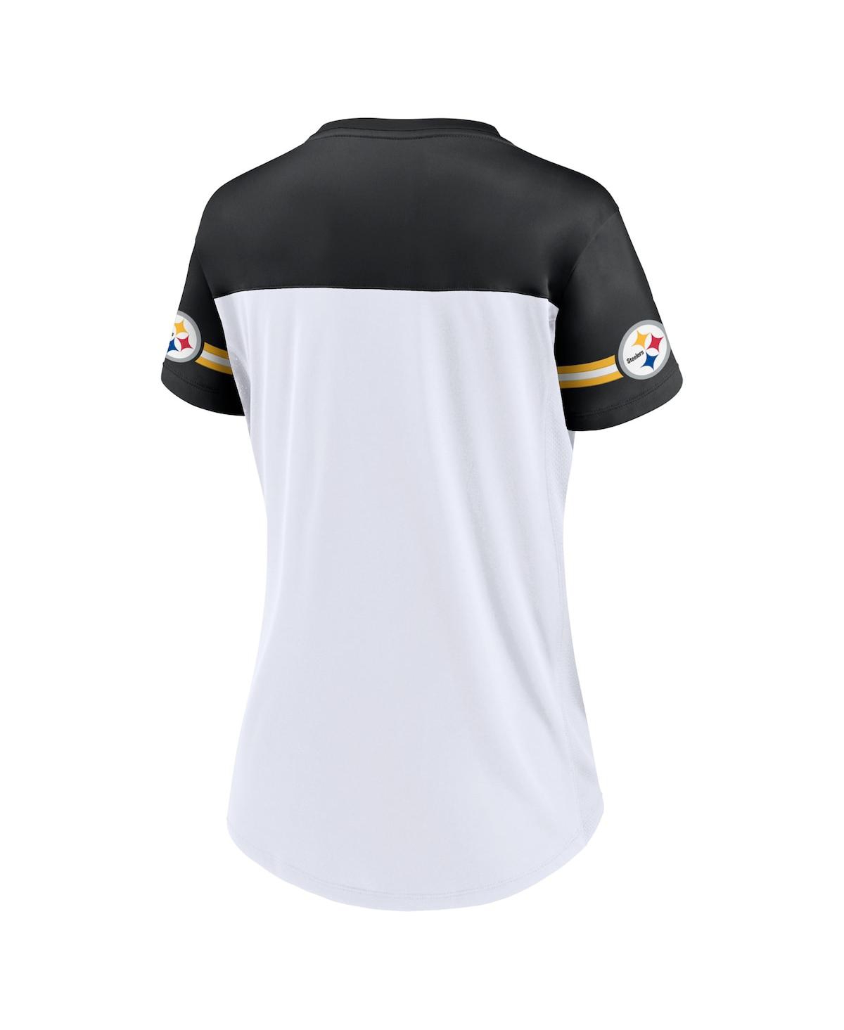 Fanatics Women's  White Pittsburgh Steelers Dueling Slant V-neck Lace-up T-shirt In White