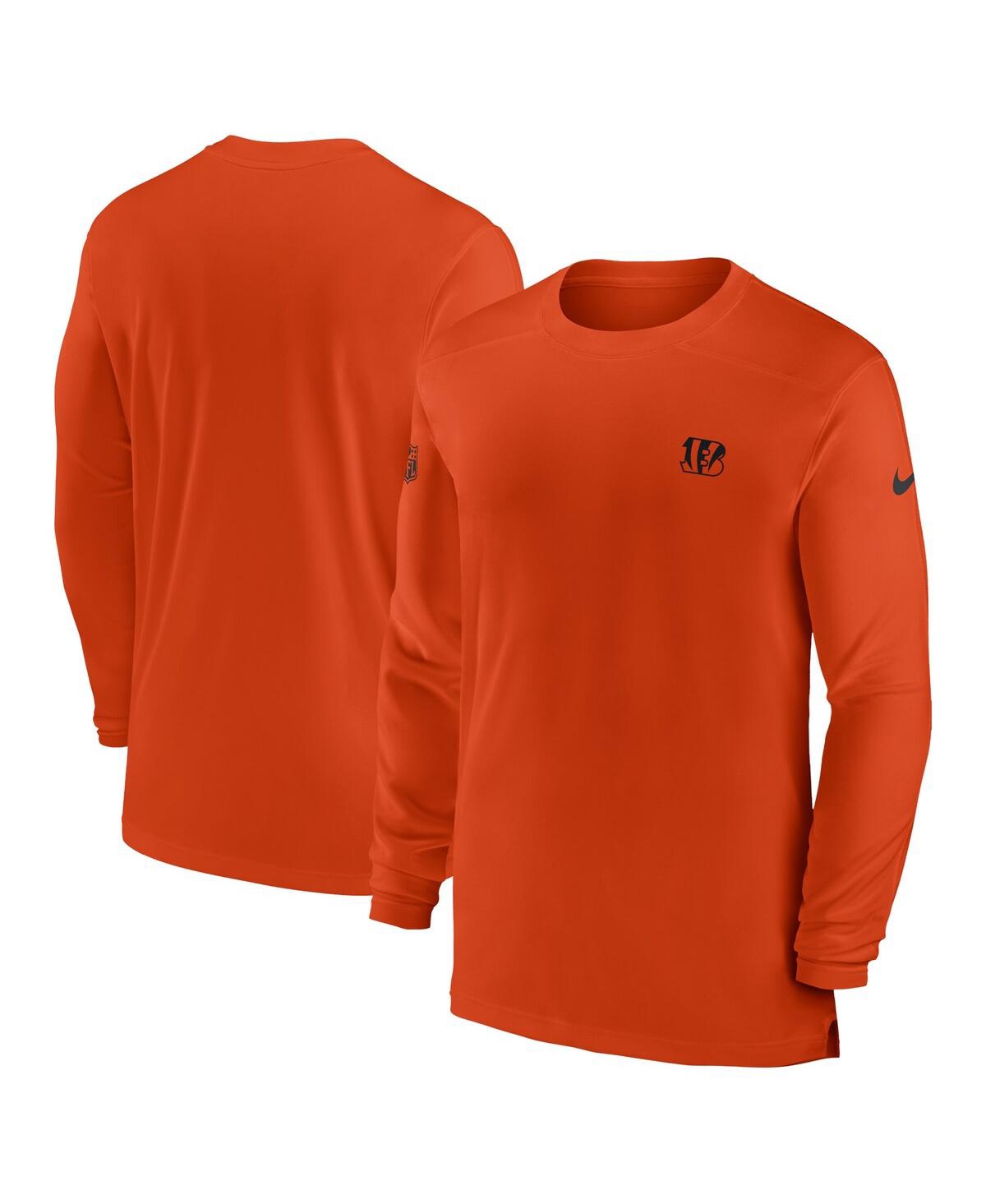 Nike Men's  Orange Cincinnati Bengals Sideline Coach Performance Long Sleeve T-shirt