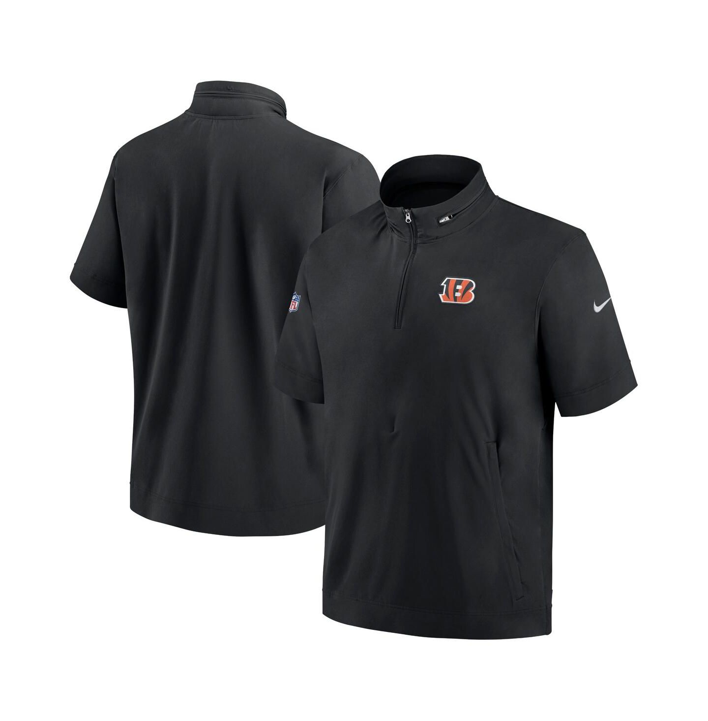 Мужская куртка Nike Black Cincinnati Bengals Sideline Coach Short Sleeve Quarter-Zip — фото 1