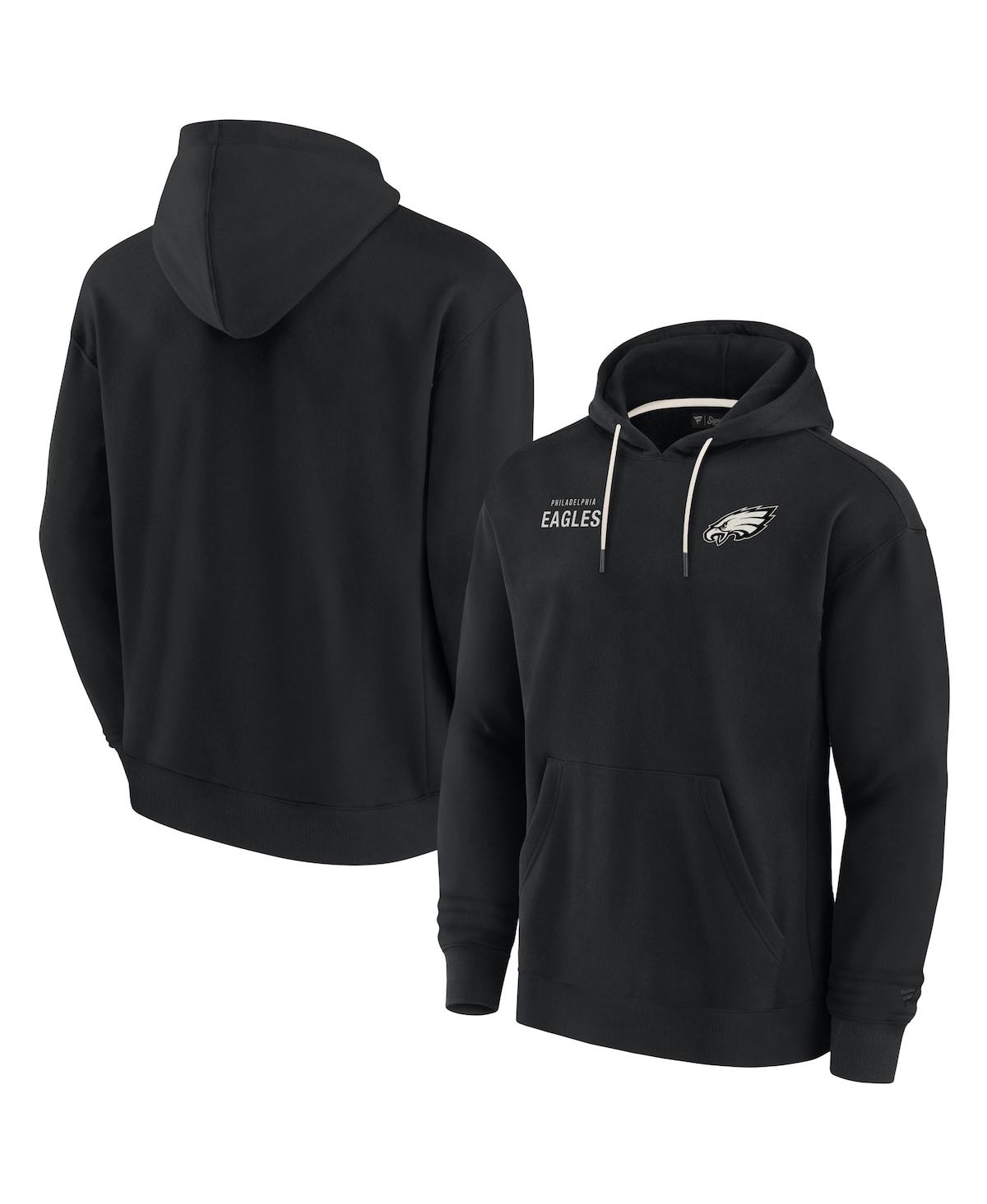 Fanatics Signature Men's And Women's  Black Philadelphia Eagles Super Soft Fleece Pullover Hoodie In Black