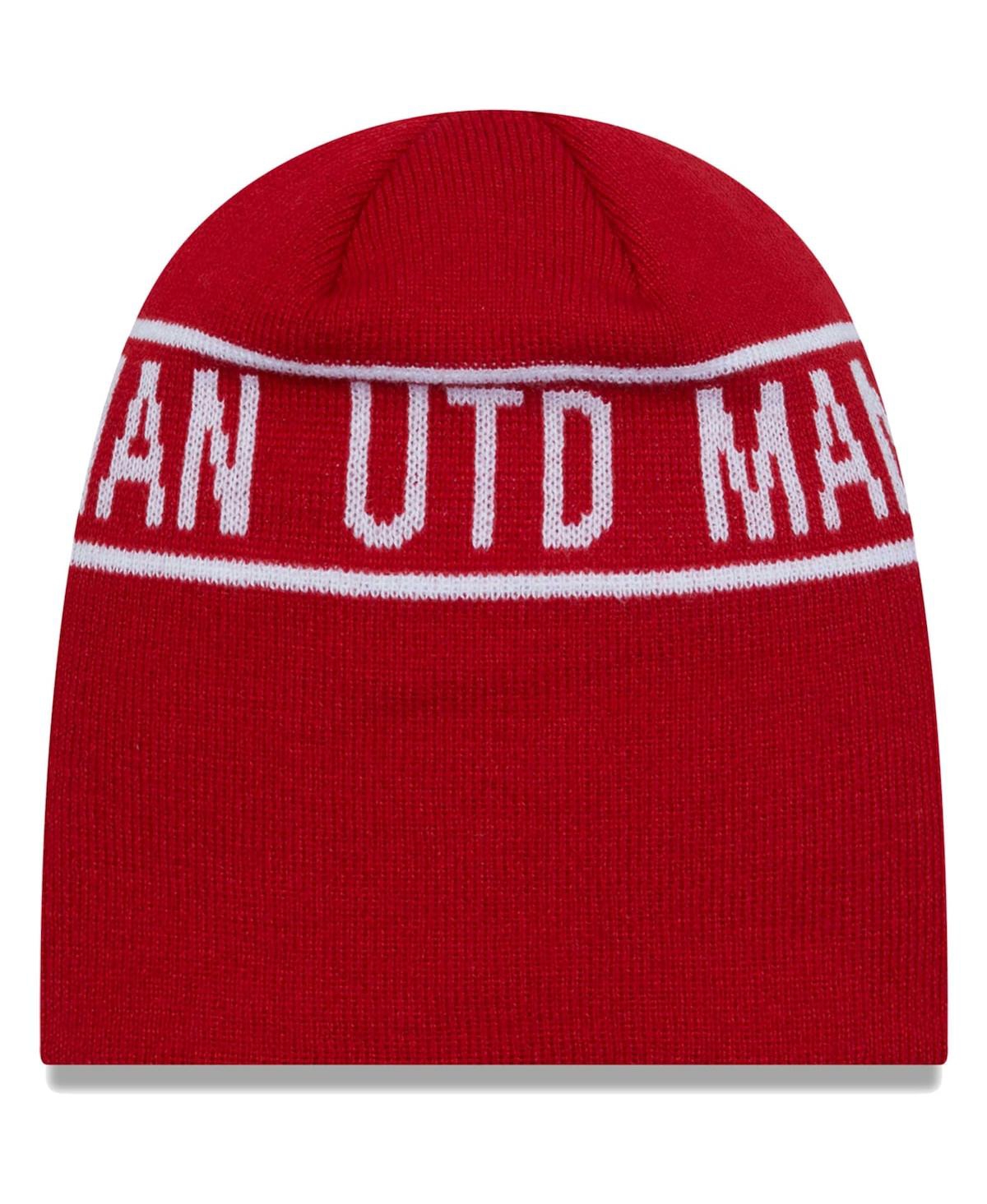 NEW ERA MEN'S NEW ERA RED MANCHESTER UNITED WORDMARK SKULL KNIT HAT 