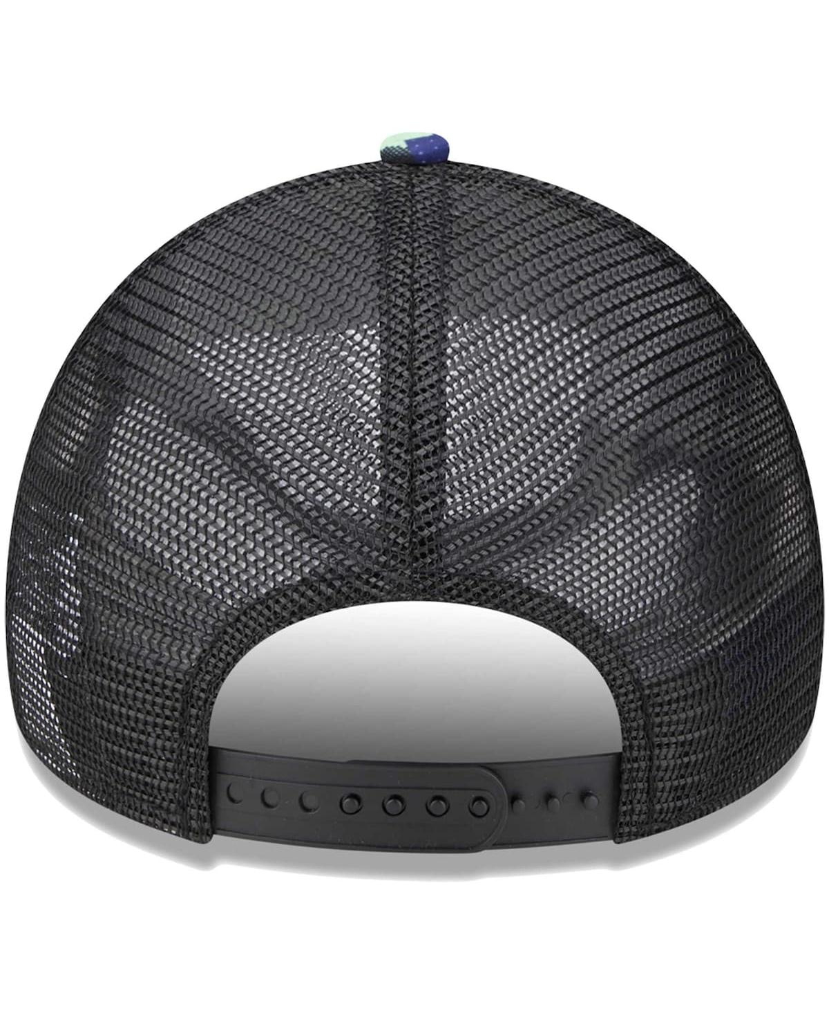 New Era Men's  Tottenham Hotspur Black Glitch All Over Print E-frame Trucker Adjustable Hat In Black