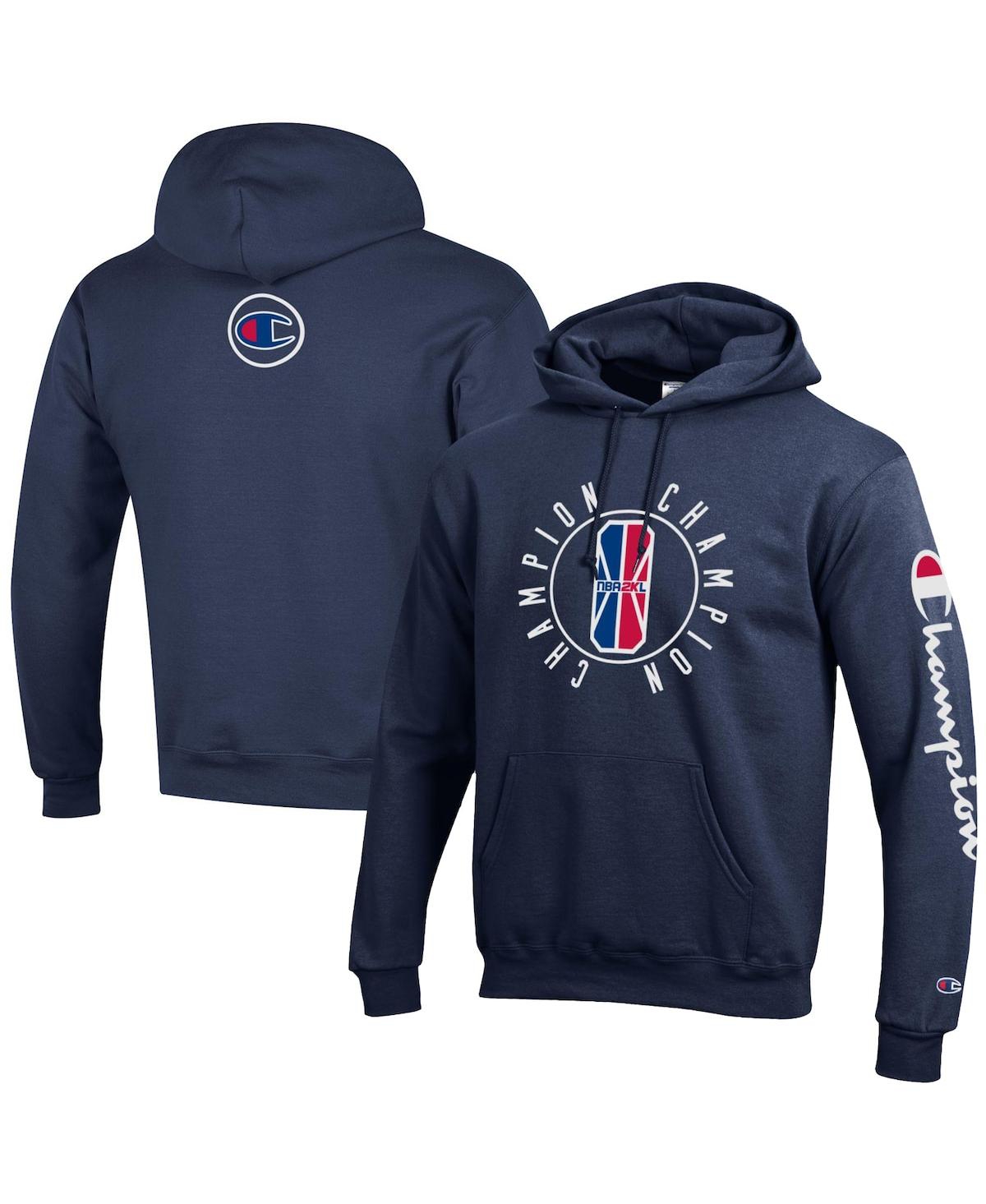 Shop Champion Men's And Women's  Navy Nba 2k League In-game Logo Powerblend Pullover Hoodie