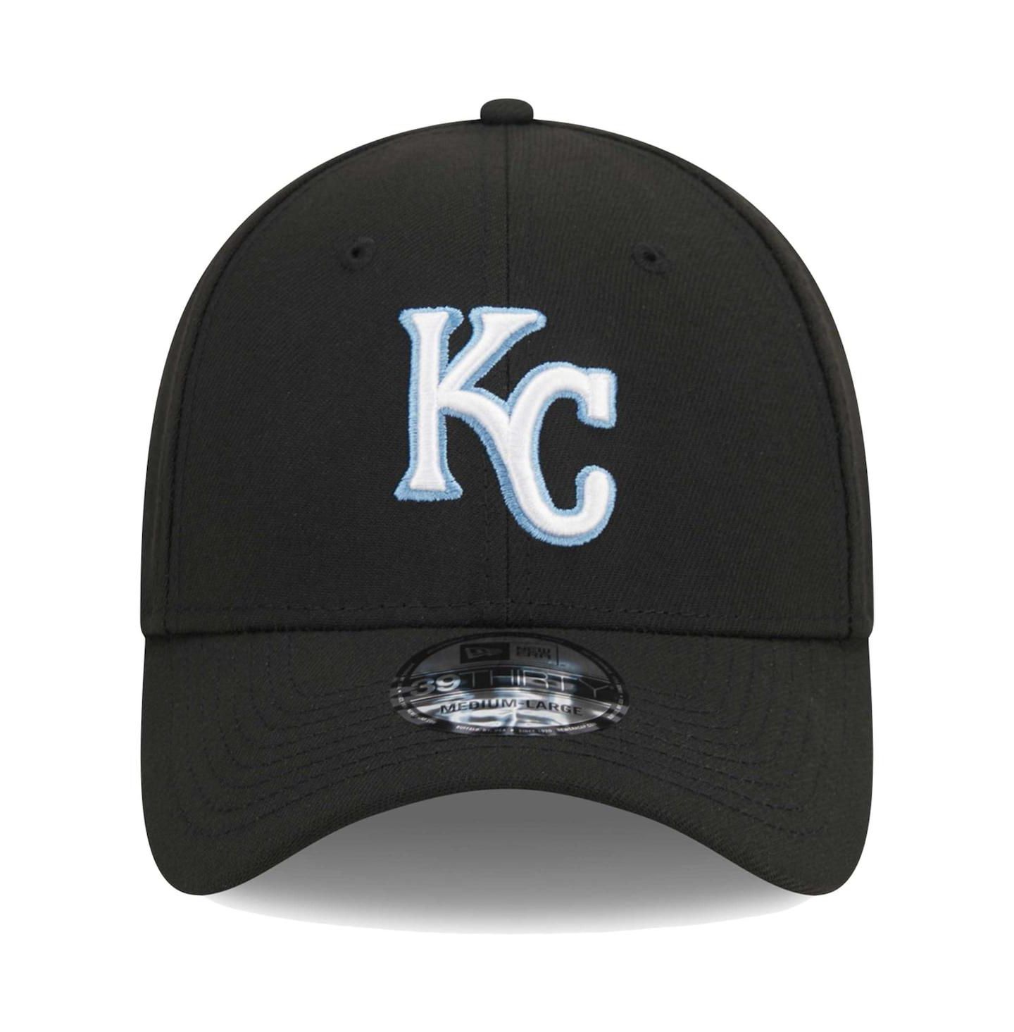 Мужская кепка New Era Black Kansas City Royals Logo 39THIRTY Flex Hat — фото 3