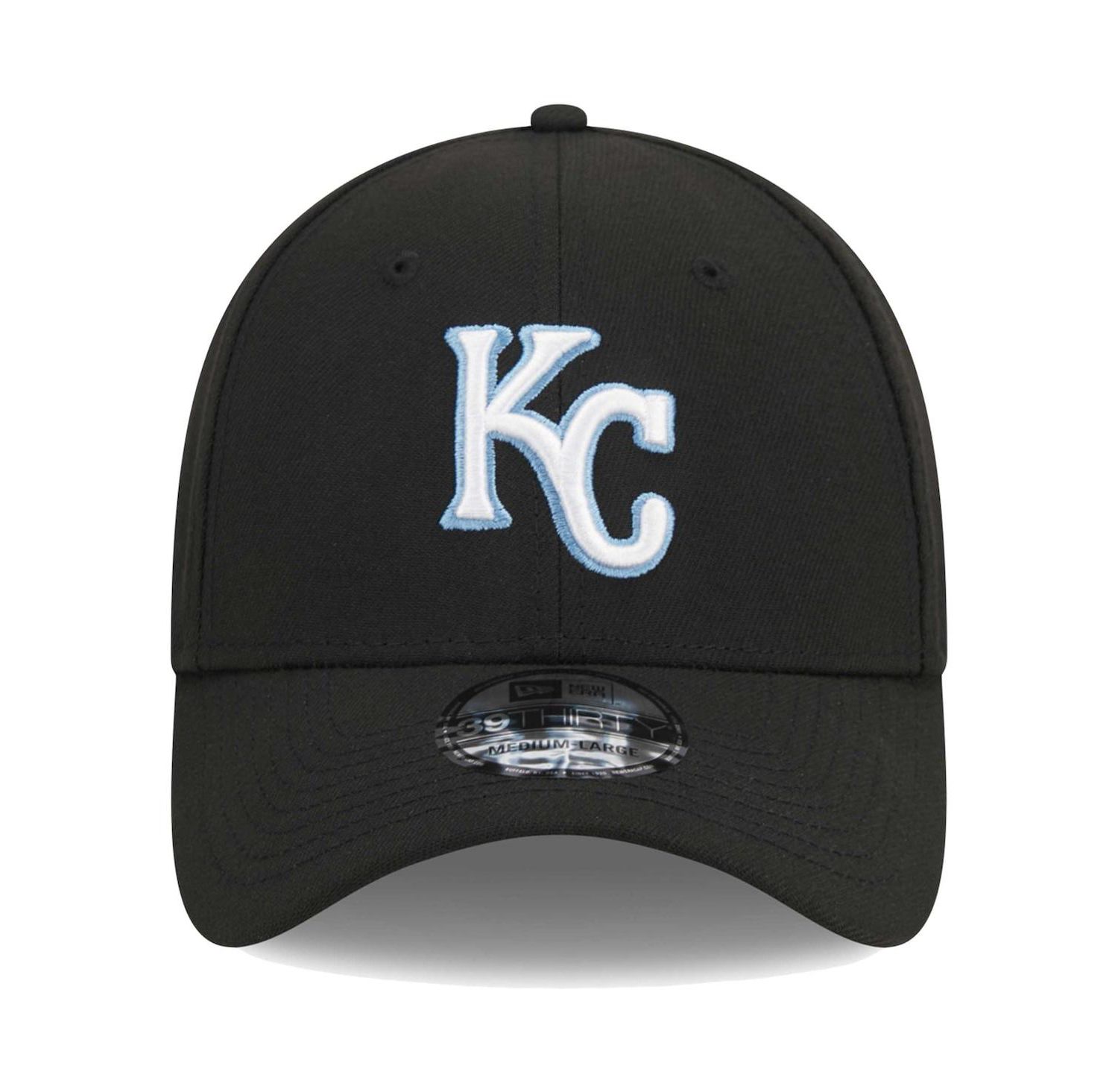 Men's Black Kansas City Royals Logo 39THIRTY Flex Hat