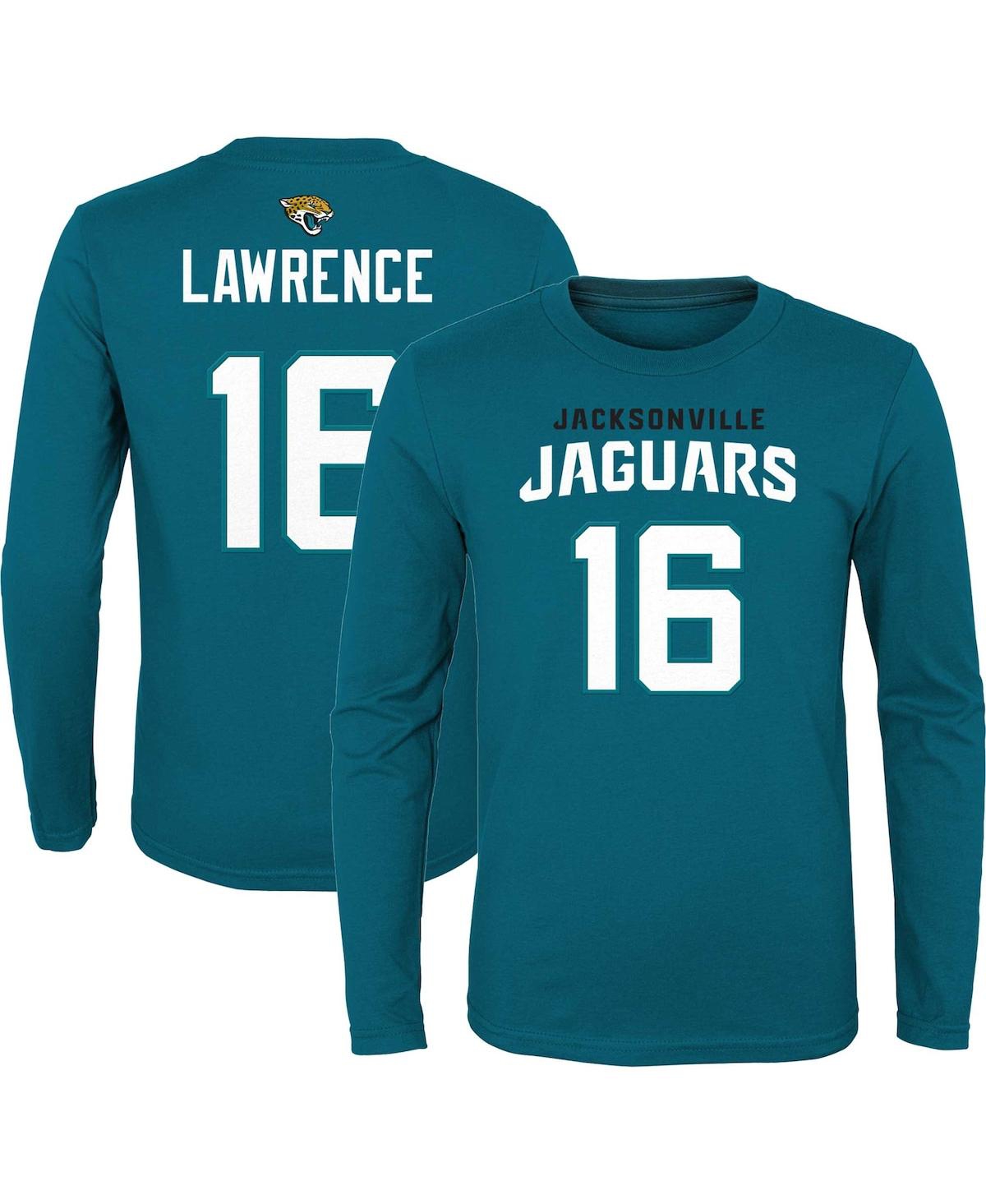Outerstuff Big Boys Trevor Lawrence Teal Jacksonville Jaguars Mainliner Player Name And Number Long Sleeve T-sh In Teal