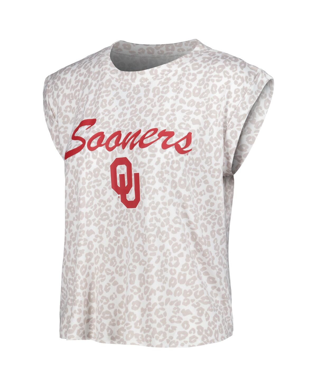 Shop Concepts Sport Women's  Cream Oklahoma Sooners Montana T-shirt And Shorts Sleep Set