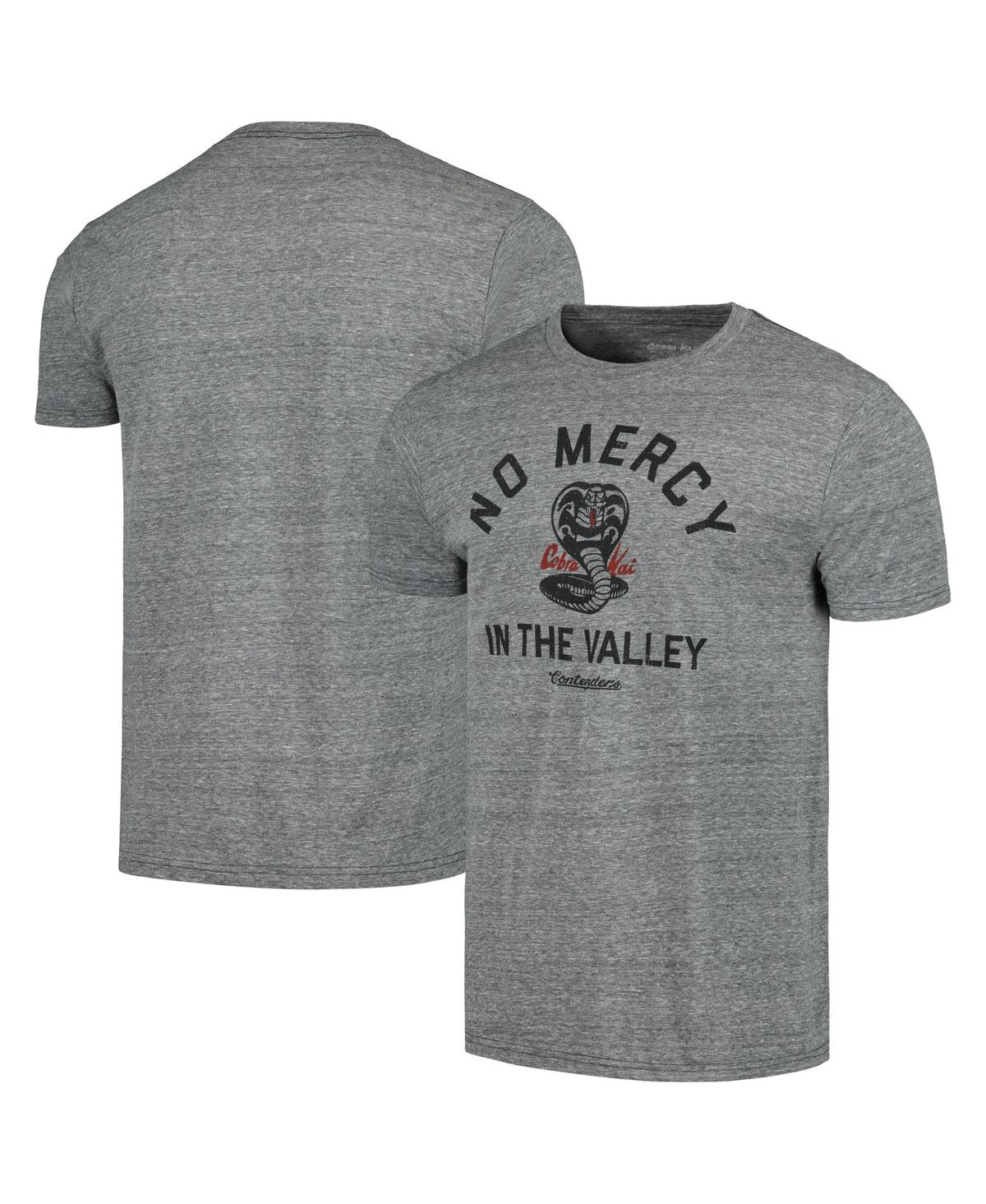 Contenders Clothing Men's  Heather Gray Cobra Kai No Mercy In The Valley T-shirt