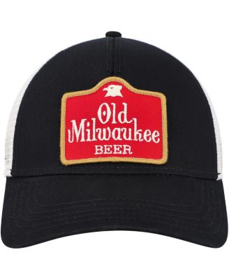 Men's Black, Cream Old Milwaukee Valin Trucker Snapback Hat