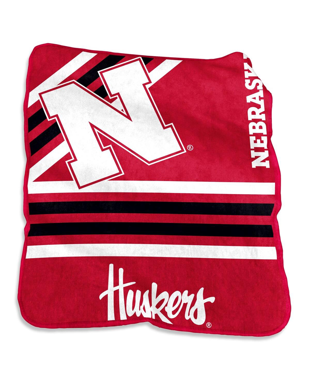 Logo Brands Nebraska Huskers 50'' X 60'' Team Plush Raschel Throw Blanket In Red