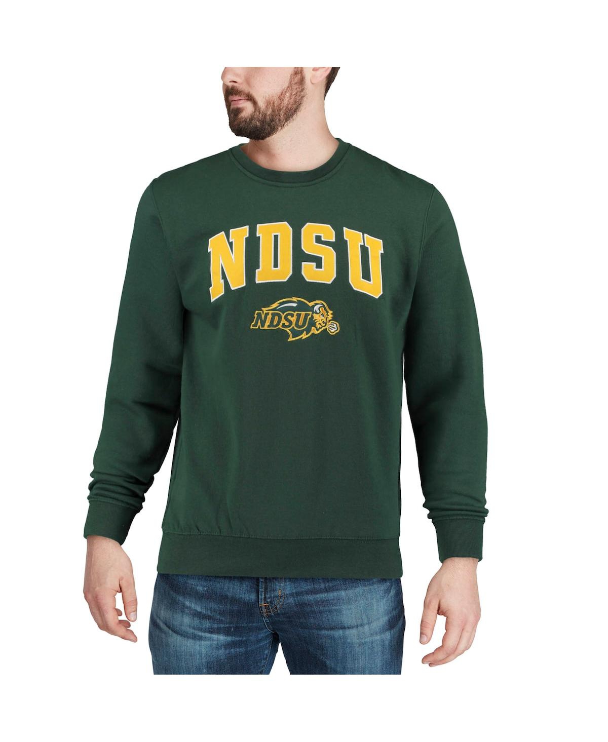 Shop Colosseum Men's  Green Ndsu Bison Arch & Logo Crew Neck Sweatshirt