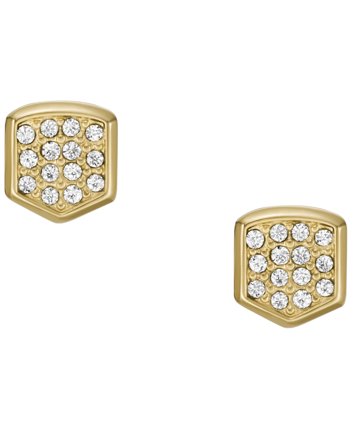 Shop Fossil Heritage Crest Gold-tone Stainless Steel Stud Earrings