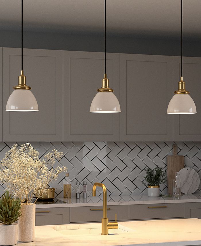 Hudson & Canal Madison 8 Metal Shade Wide Pendant - White