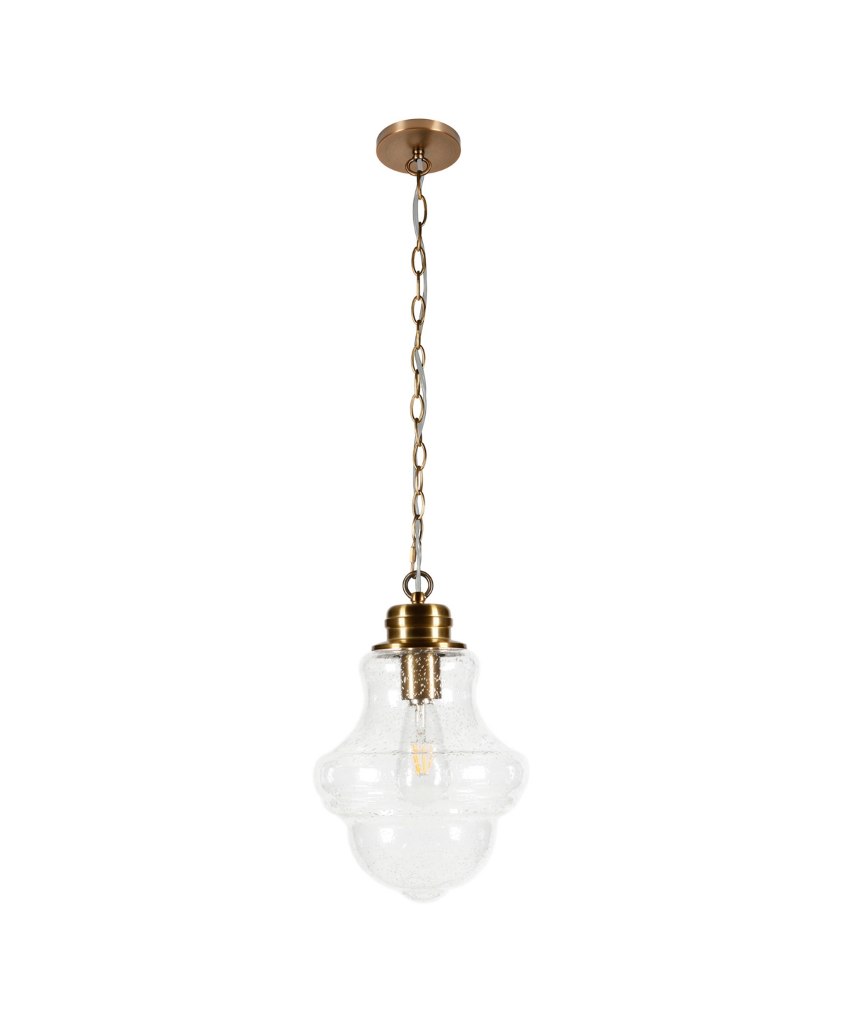 Hudson & Canal Annie 9.13" Glass Shade Wide Pendant In Brass