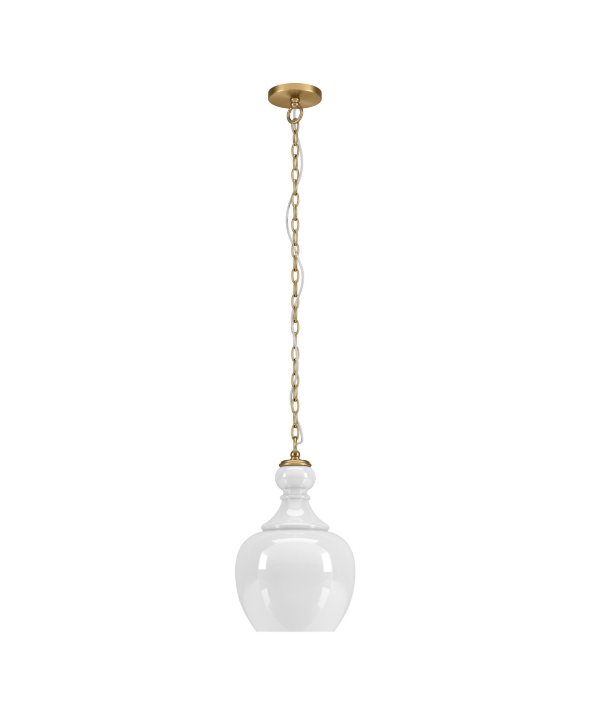 Hudson & Canal Verona 11" Glass Shade Wide Pendant In Brushed Brass