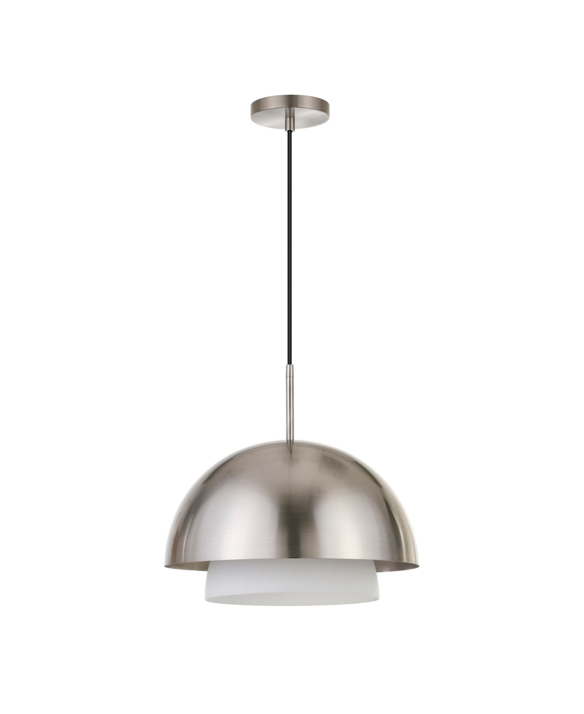 Hudson & Canal Octavia 15.75" Metal And Glass Shade Wide Pendant In Brushed Nickel