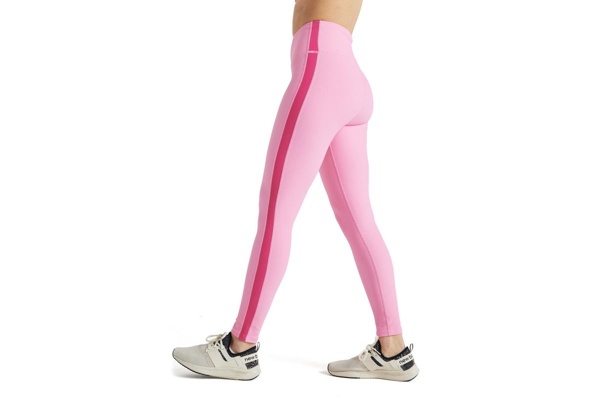 Electric Yoga Women's Color Block Rib Legging -pink yarrow