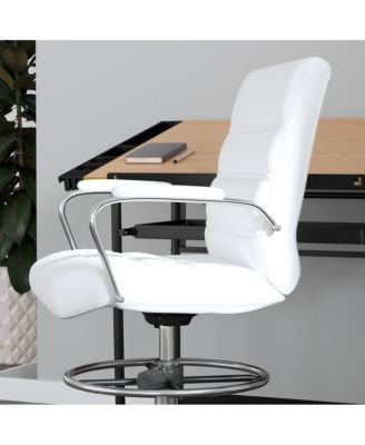 Tevia Mid-Back Drafting Chair With Adjustable Foot Ring Upholstered Swivel Chair With Chrome Base