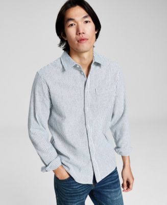 Camicia Van Heusen Uomo, Regular Fit, A Righe Sottili, Colletto Button-down - 3
