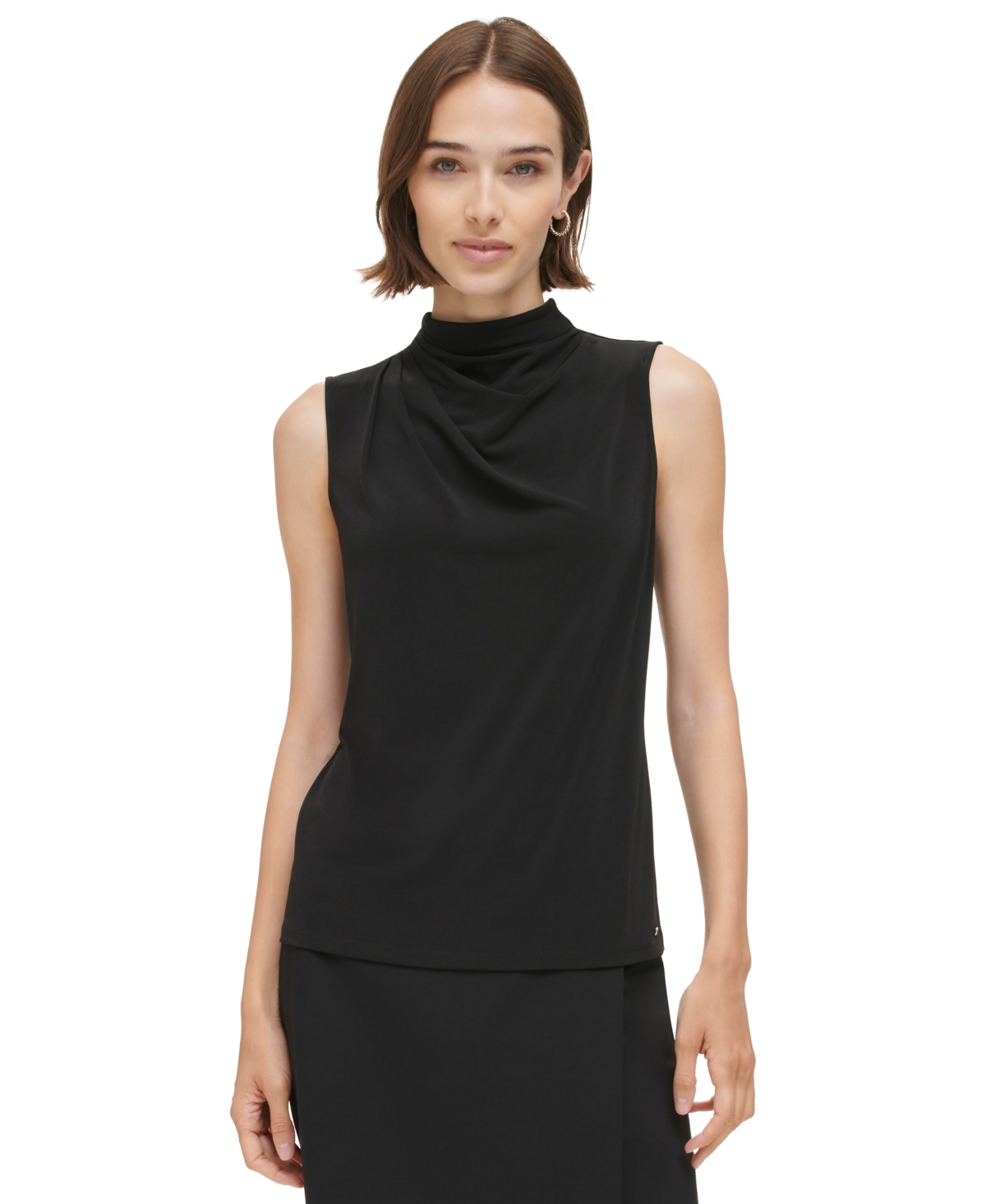 Calvin Klein Women's X-fit Faux Wrap Sleeveless Top In Black
