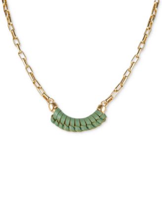 Patricia Nash - Gold-Tone Sorella Green Leather Wrapped Crescent Necklace, 18" + 2-1/2" extender