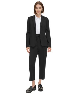 Shop Calvin Klein Womens Two Button Blazer Pleat Front Pants In Black
