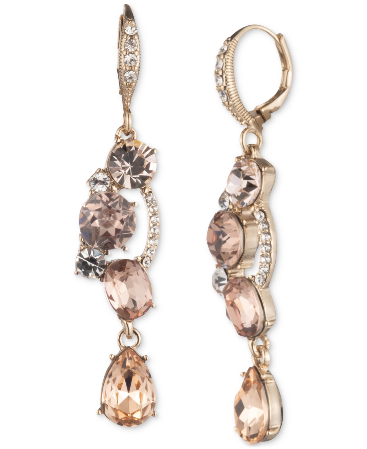 Givenchy Gold-tone Stone & Crystal Leverback Drop Earrings In Rose
