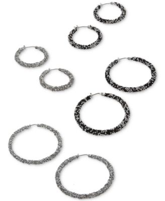 Crystal Hoop Earrings, 2"