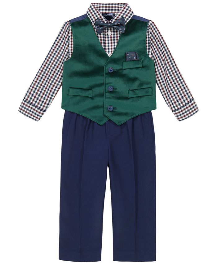 Nautica Baby Boys Velvet Vest, Shirt, BowTie, Pocket Square and Pants
