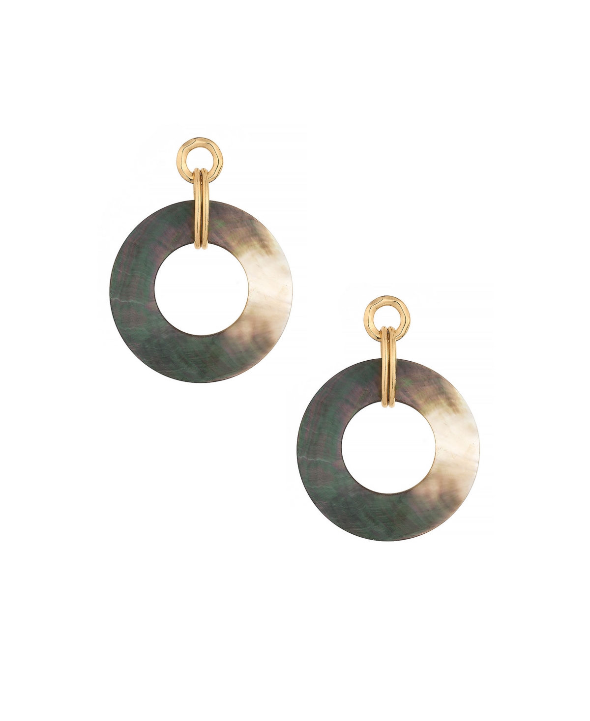 Ettika Circle Shell Dangle 18k Gold Plated Earrings In Beige