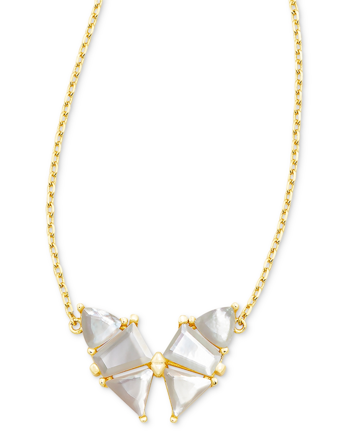 Kendra Scott 14k Gold-plated Mixed Crystal Butterfly Adjustable Pendant Necklace, 16" + 3" Extender In Ivory Mother Of Pearl