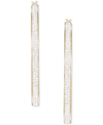 Crystal Pav&eacute; Click Top Medium Hoop Earrings, 2"
