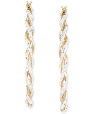 Crystal Pav&eacute; Twist Style Oval Hoop Earrings