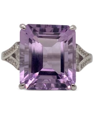 Macy's - Pink Amethyst (7-1/4 ct. t.w.) & White Topaz (3/8 ct. t.w.) Statement Ring in Sterling Silver
