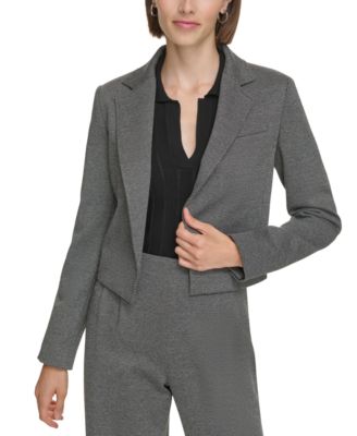 Calvin Klein - Petite Cropped Open-Front Long-Sleeve Jacket