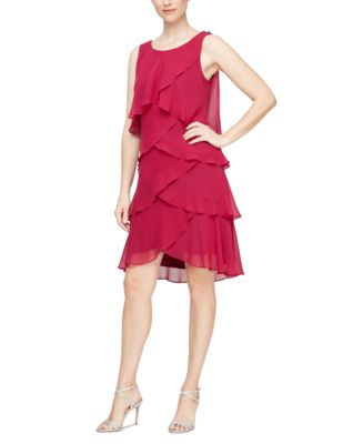 SL Fashions Tiered Chiffon Dress - Macy's