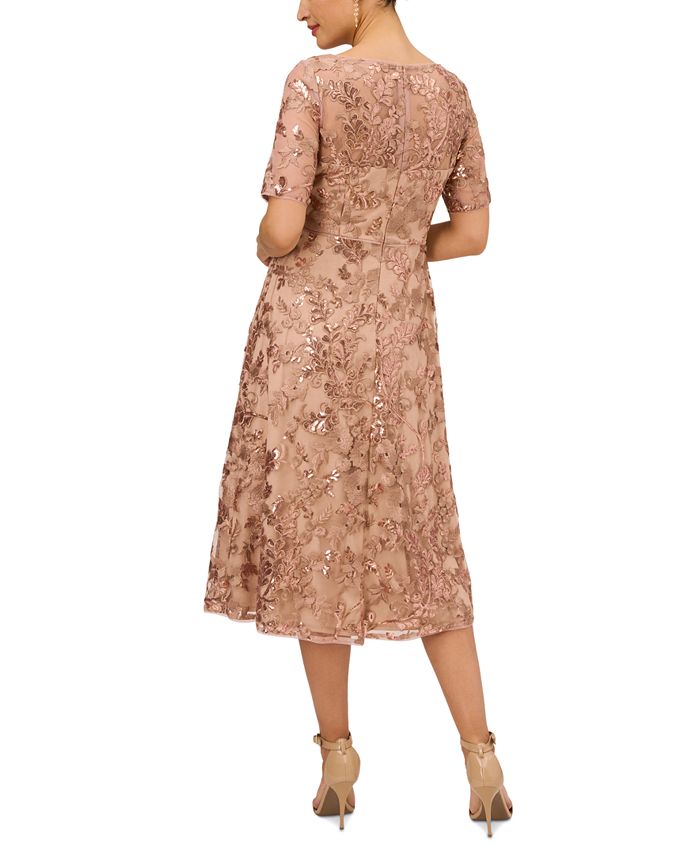 Adrianna Papell Women's Sequined Embroidered Midi Dress - Macy's