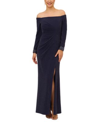 Adrianna Papell - Women's Metallic Off-The-Shoulder Gown