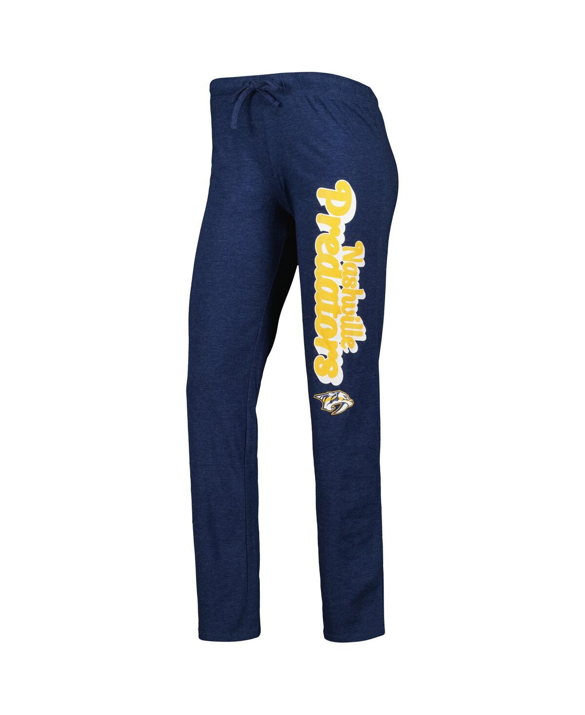 Concepts Sport Women's  Gold, Heather Navy Nashville Predators Meter Muscle Tank Top And Pants Sleep In Gold,heather Navy