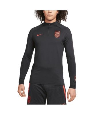 Men's Black USWNT Strike Drill Performance Raglan Quarter-Zip Long Sleeve Top