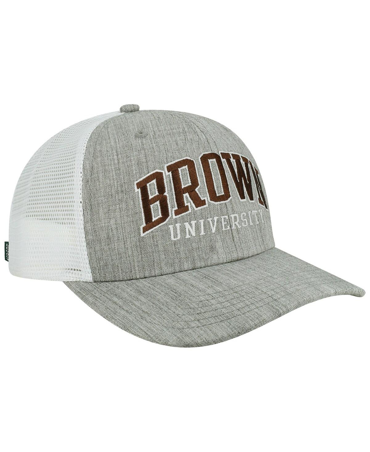 LEGACY ATHLETIC MEN'S HEATHER GRAY, WHITE BROWN BEARS ARCH TRUCKER SNAPBACK HAT 