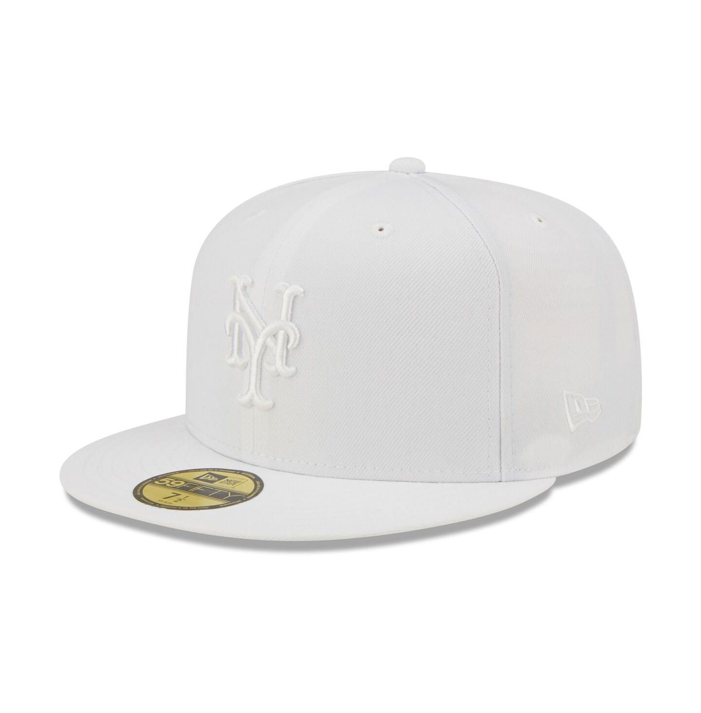 Мужская бейсболка New Era New York Mets White on White 59FIFTY Fitted — фото 2